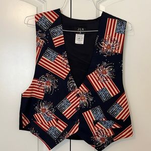 Patriotic vest with tie strap on back.